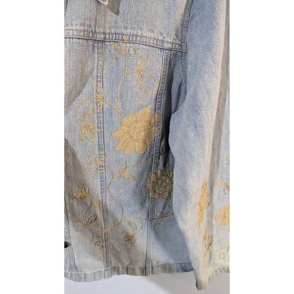 Coldwater Creek Light Blue Denim Jacket with Tan Appliqués - Picture 7 of 11